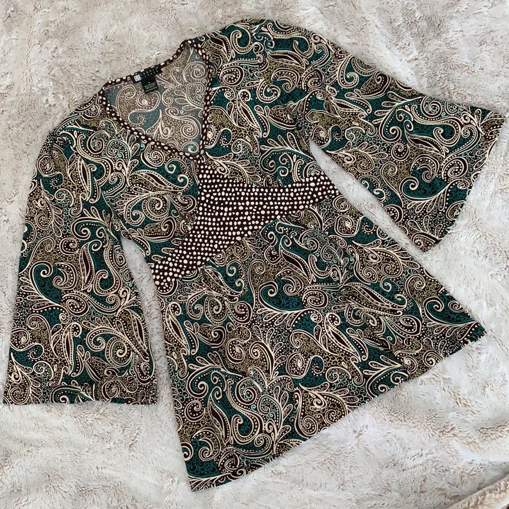Carole Little paisley bell sleeve top